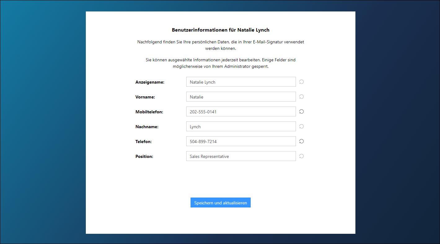 Ihre My User Info-Seite, jetzt auf Deutsch