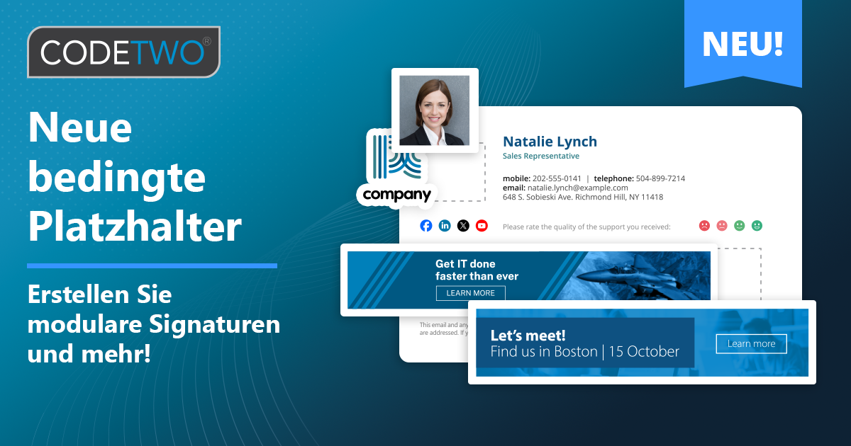Nutzen Sie die Kraft neuer bedingter Platzhalter in CodeTwo Email Signatures 365