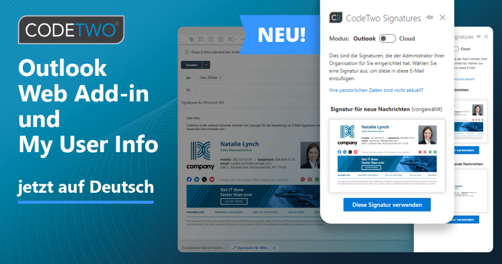 Unser Outlook Web Add-in und My User Info sind jetzt auf Deutsch verfügbar