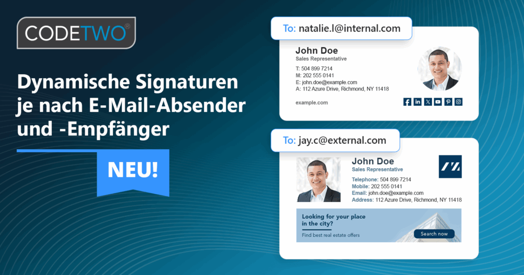 Neue Funktion: dynamische Signaturen für Outlook basierend auf Absendern und Empfängern