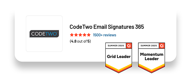 CodeTwo: laut G2.com das beste E-Mail-Signatur-Tool auf dem Markt