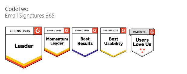 G2 Spring 2026 Badges für CodeTwo Email Signatures 365