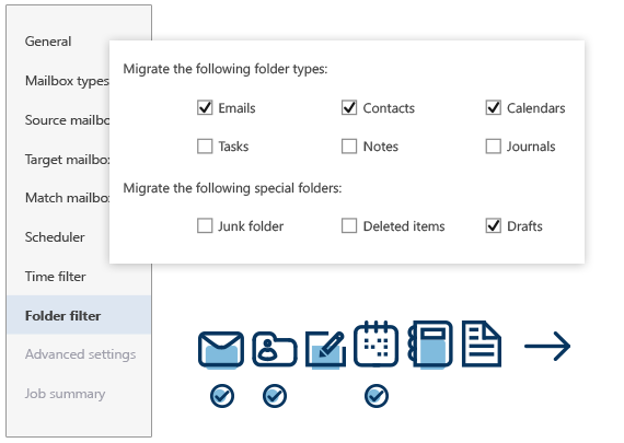 Office 365 Migration - Folder types selection