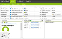 CodeTwo Backup for Office 365 lässt Sie Backup- und Wiederherstellungsjobs erstellen. Die Jobeinstellungen enthalten diverse Kriterien wie Datentyp und Zeitfilter, Speicherort und Backup-Typ.