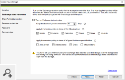 CodeTwo Backup für Office 365 speichert Daten lokal, sodass Backups offline verfügbar sind. Sie können Aufbewahrungsrichtlinien festlegen, um alte Elemente zu entfernen, und den Speicher mit einem Passwort schützen. Mit dem Scheduler können Sie definieren, wie oft das Programm die Aufbewahrungsregeln anwenden soll.