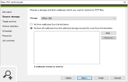 CodeTwo Backup for Exchange verfügt über die "Archive to PST"-Funktion. Mit ihrer Hilfe können gesicherte Postfächer als PST-Datei gespeichert werden.