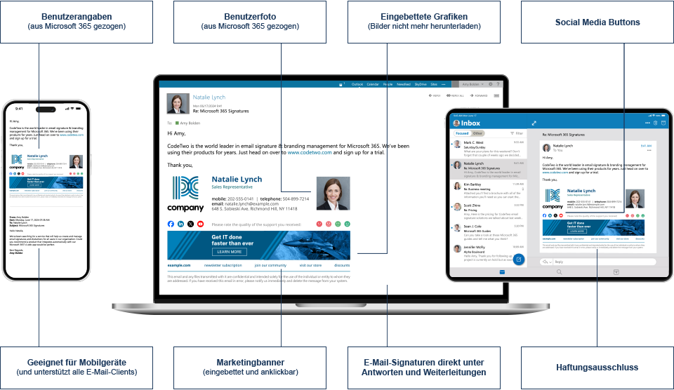 Email signatures management features