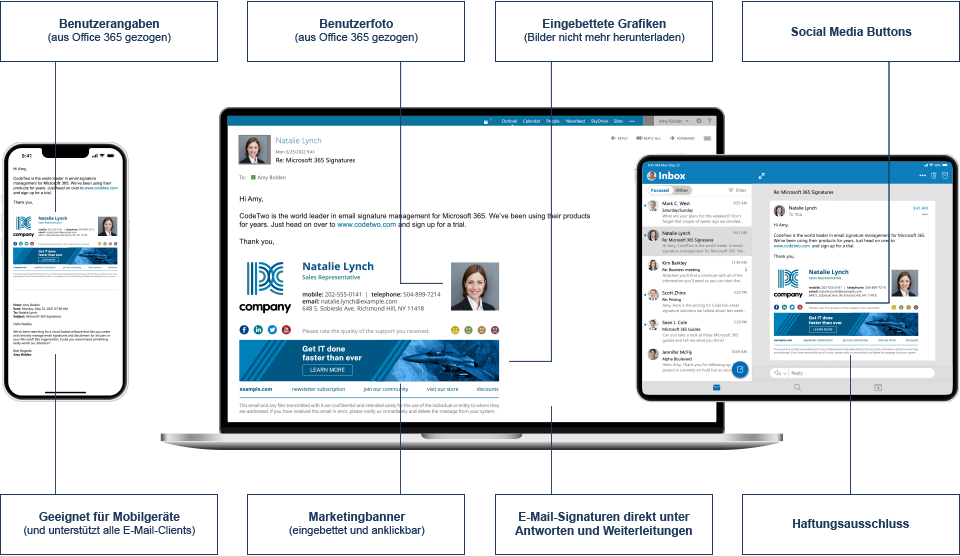 Email signatures management features