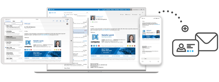 Signaturen in E-Mails, die von jedem E-Mail-Client (darunter mobile Clients) gesendet werden