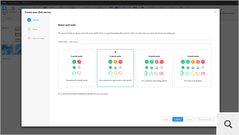 Fügen Sie Ein-Klick-Umfragen zu Ihren Signaturen hinzu, um die Messung des Kundenfeedbacks zu automatisieren. Diese Umfragen sind vollständig anpassbar, einfach zu verwenden und in ein leistungsstarkes Analysetool integriert.