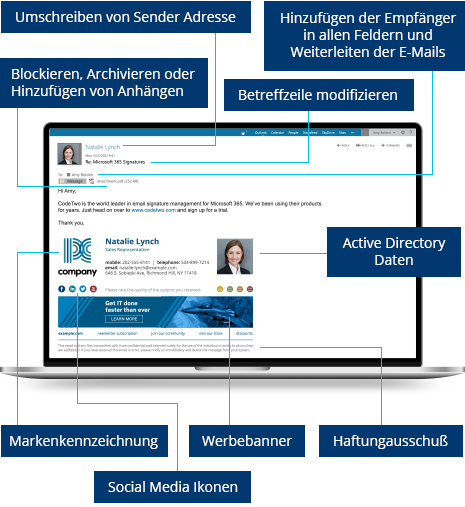 Professional email signature by CodeTwo Exchange Rules Pro