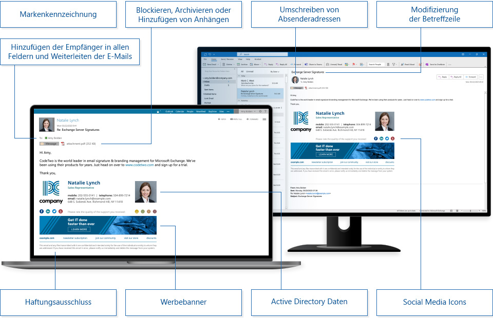 Professional email signature by CodeTwo Exchange Rules Pro