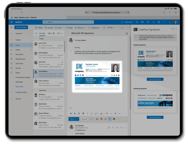 Signatur direkt beim E-Mail-Schreiben in Outlook eingefügt