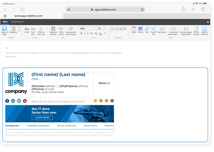 Der weltbeste HTML-Editor für Signaturvorlagen