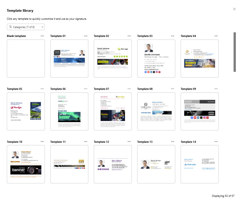 Signature template library
