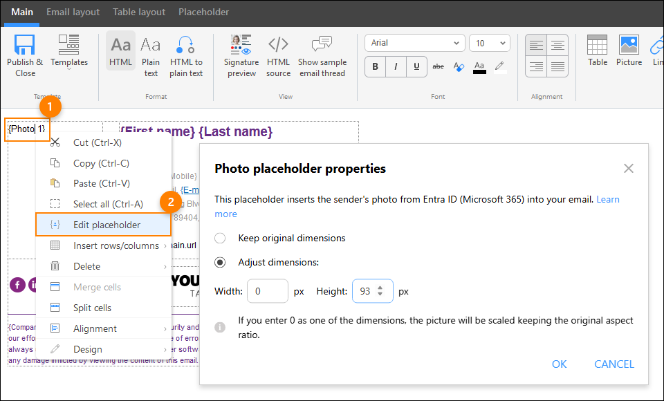 Fotoabmessungen des Microsoft 365-Benutzerfotos ändern