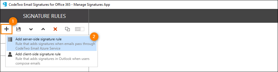 Neue Signaturregel in CodeTwo Email Signatures for Office 365 einfügen