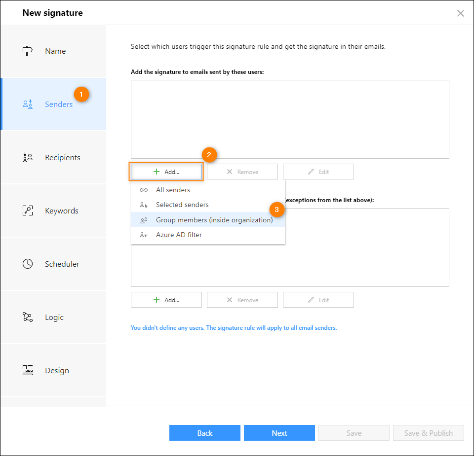 Regelbedingungen in CodeTwo Email Signatures for Office 365 konfigurieren
