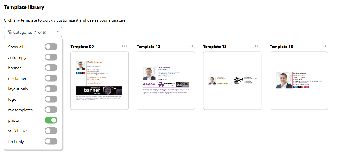 E-Mail-Signaturvorlage mit Microsoft 365-Bild auswählen