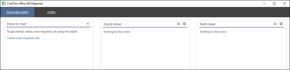 CodeTwo Office 365 Migration - Dashboard