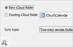 Auswahl der mit Outlook zu synchronisierenden iCloud-Ordner