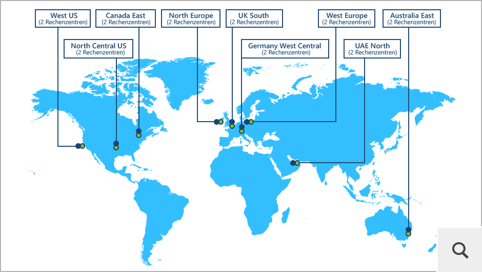 Unsere Dienste befinden sich in 18 Azure-Rechenzentren, die in verschiedenen Regionen gehostet werden. Wenn Sie Ihren Tenant bei CodeTwo-Diensten registrieren, können Sie eine dieser Azure-Regionen wählen.