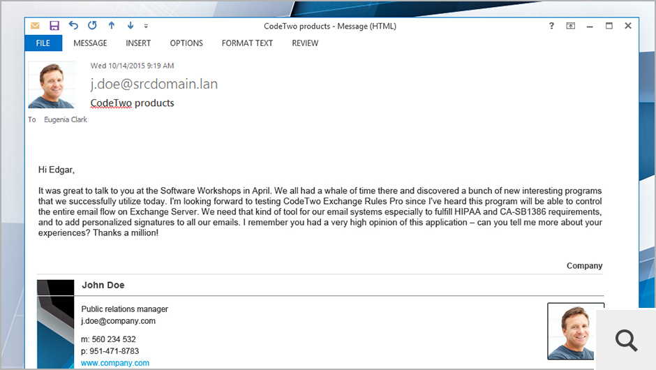 Obwohl alle Signaturen zentral verwaltet werden, enthalten Sie persönliche Anwenderangaben aus dem Active Directory.