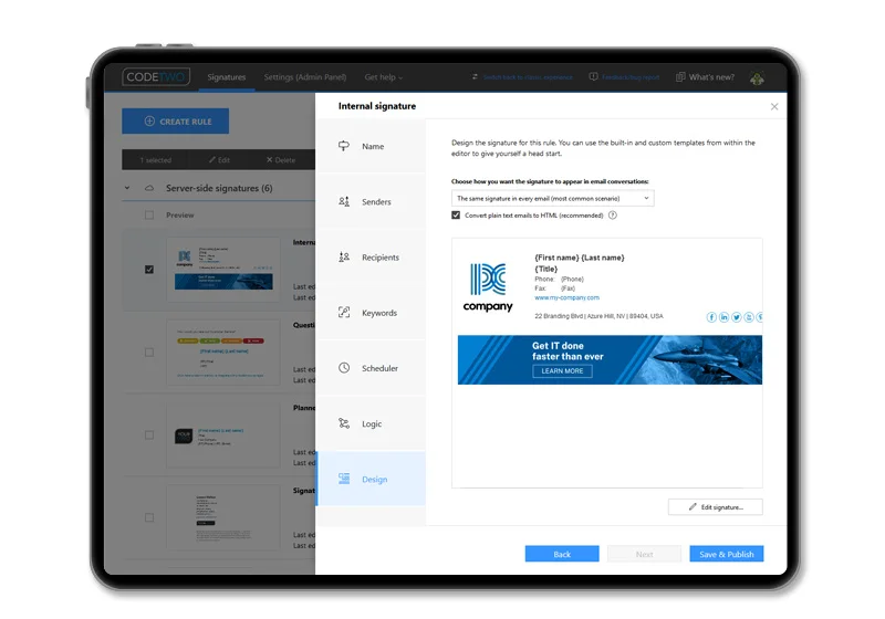 Zentral verwaltete E-Mail-Signaturen