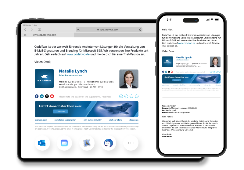Unterstützung für alle E-Mail-Apps und Geräte