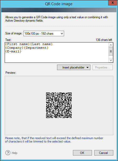 Placeholder in the QR code
