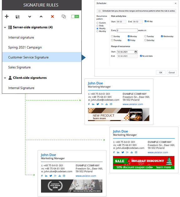 Planen Sie E-Mail-Marketingkampagnen in CodeTwo Email Signatures for Office 365