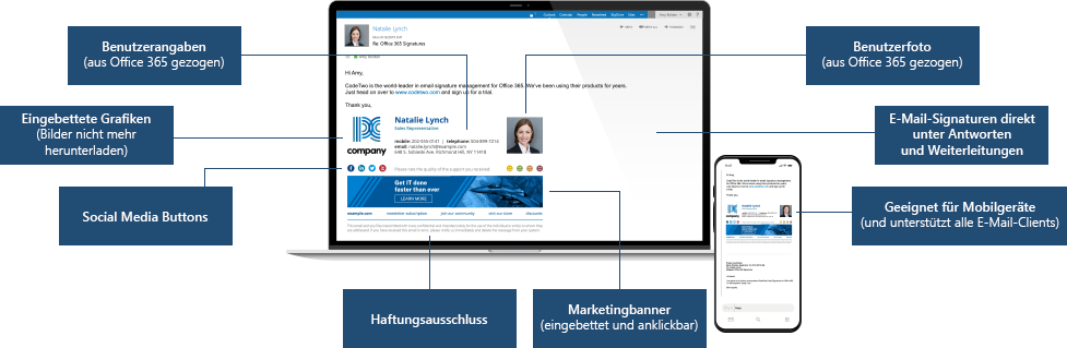 Email signatures management features