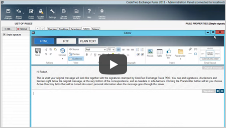 So nutzen Sie den HTML-Editor in CodeTwo Exchange Rules