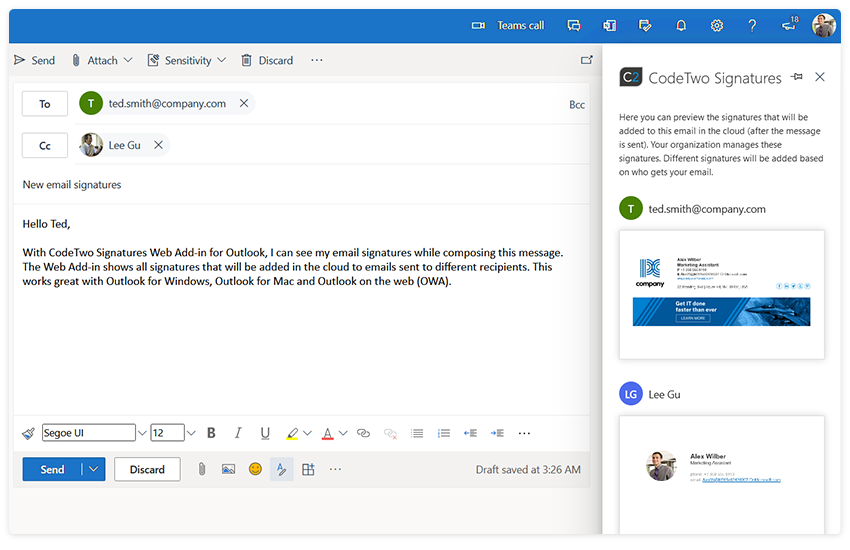 Signaturen sichtbar beim E-Mail-Schreiben
