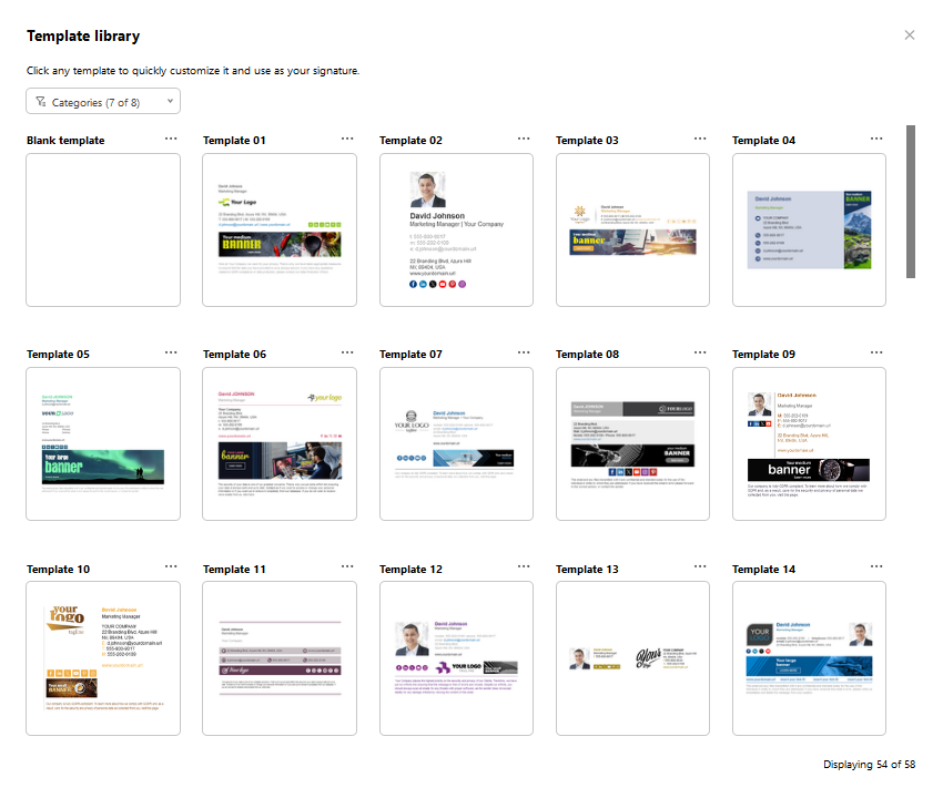 Signature template library