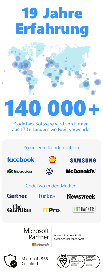 19 Jahre Erfahrung - CodeTwo Email Signatures 365