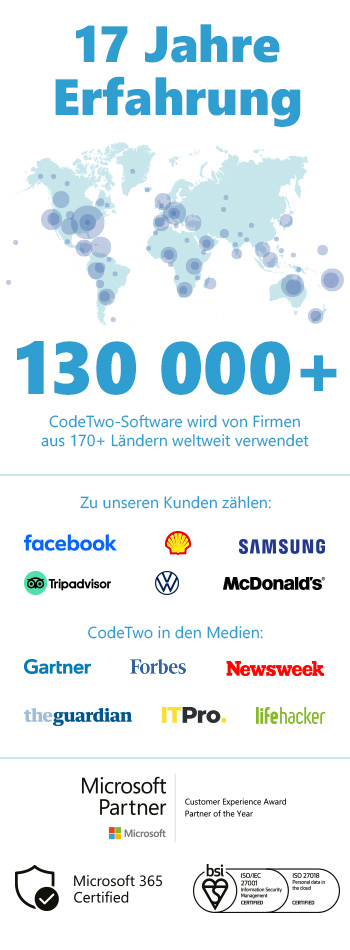 17 Jahre Erfahrung - CodeTwo Email Signatures 365 mobile