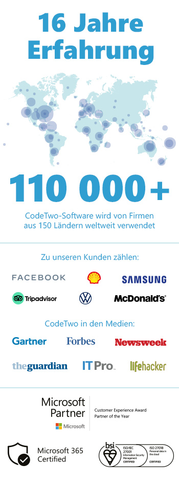 15 Jahre Erfahrung - CodeTwo Email Signatures 365
